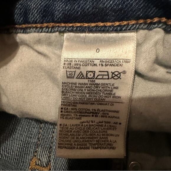 Old Navy O.G. Straight High Rise Dark Wash Distressed Ankle Jeans Sz 0 - Picture 7 of 12